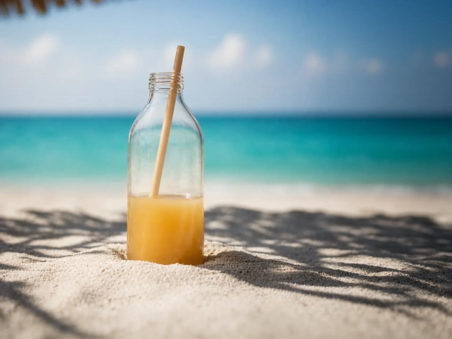 330 ml Glasflasche Mahe aus lebensmittelechtem, geschmacksneutralem Glas mit PP-28 Verschluss für Säfte, Wasser und Smoothies.