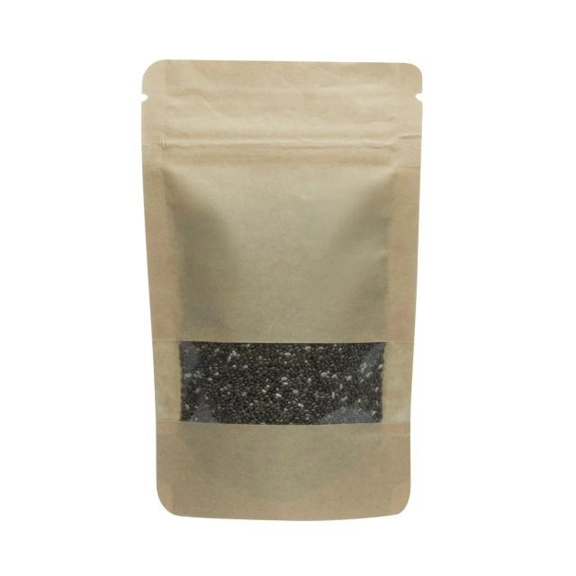 85x140 Sachets zip kraft brun + fenêtre