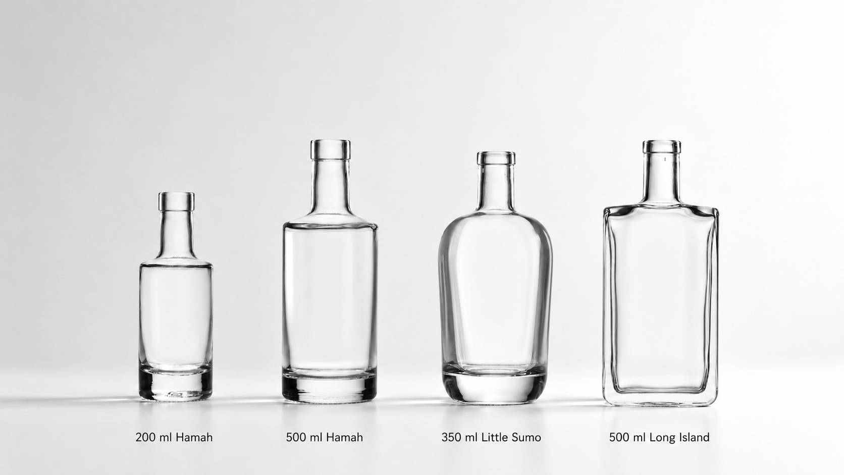 Vier Glasflaschen Hamah, Little Sumo und Long Island, neu auch in praktischen Kleinverpackungen erhältlich.