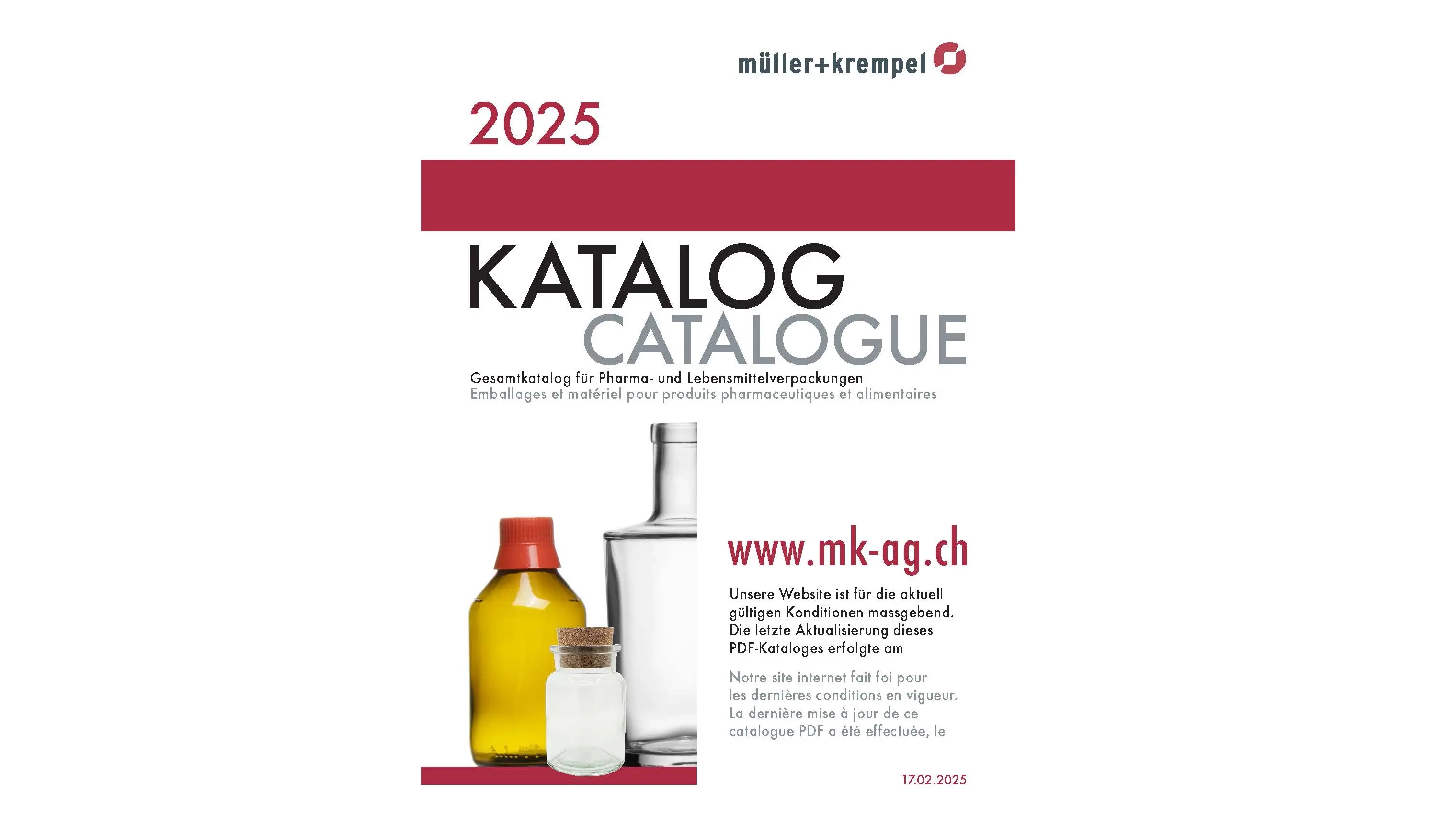 Catalogue 2025 de Müller+Krempel – catalogue général pour emballages pharmaceutiques et alimentaires en format PDF numérique