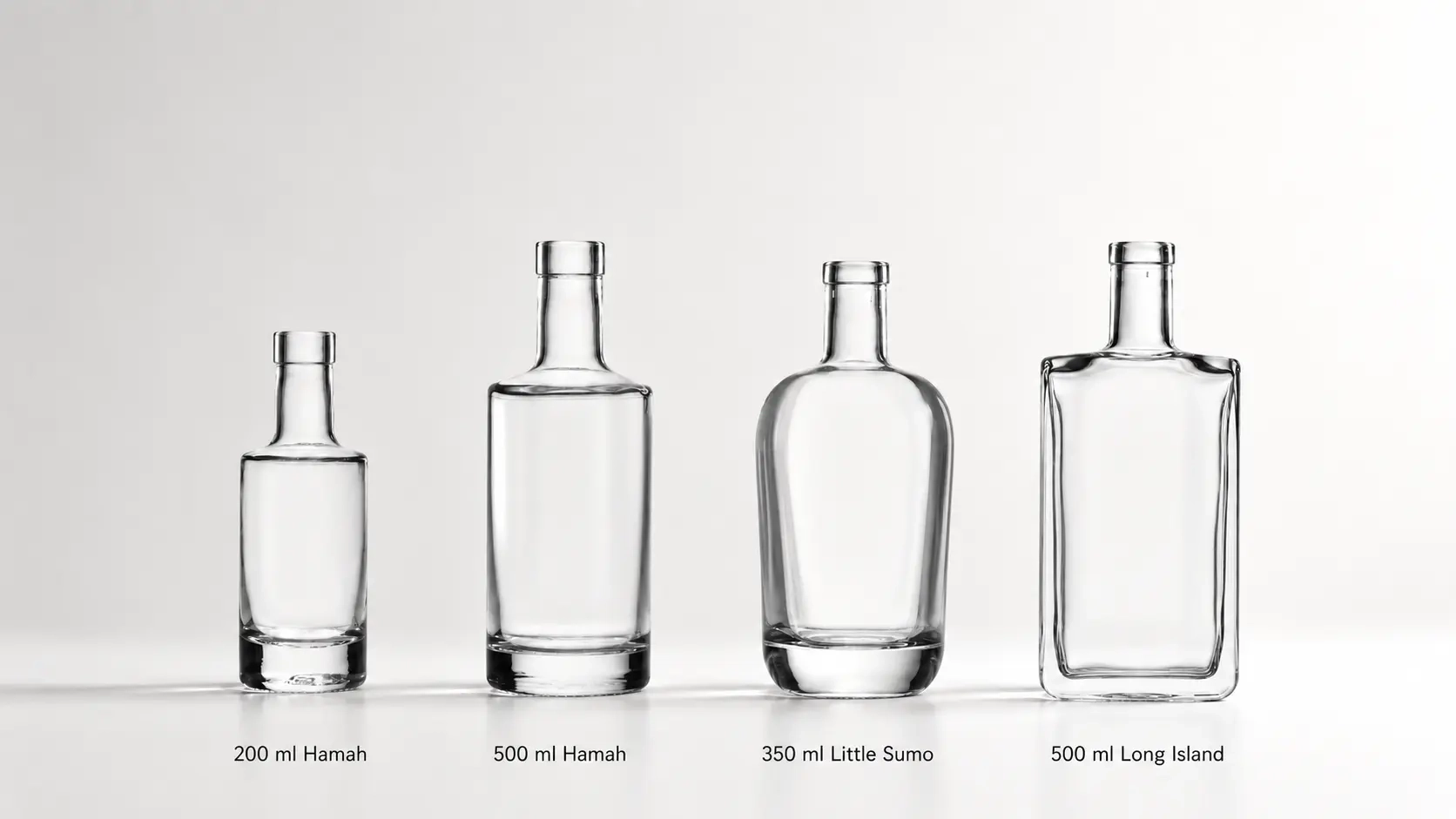 Vier Glasflaschen Hamah, Little Sumo und Long Island, neu auch in praktischen Kleinverpackungen erhältlich.