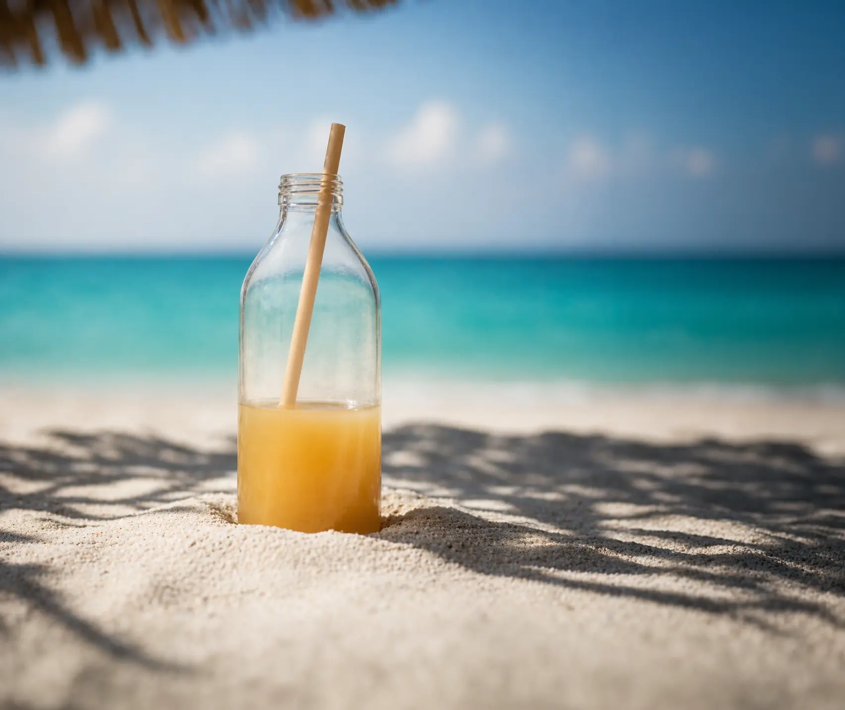 Bouteille en verre Mahe 330 ml en verre alimentaire neutre au goût avec bouchon PP-28, idéale pour jus, eau et smoothies.