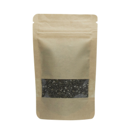 85x140 Sachets zip kraft brun + fenêtre
