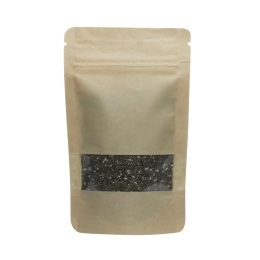 85x140 Sachets zip kraft brun + fenêtre